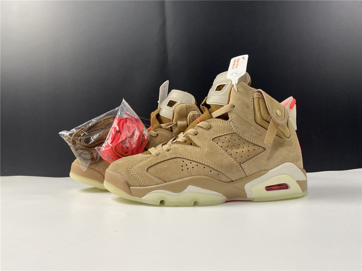 Travis Scott x Air Jordan 6 SP British Khaki / Bright Crimson-Sail