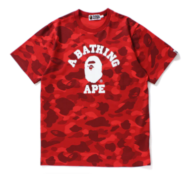 BAPE Color Camo College Tee Red