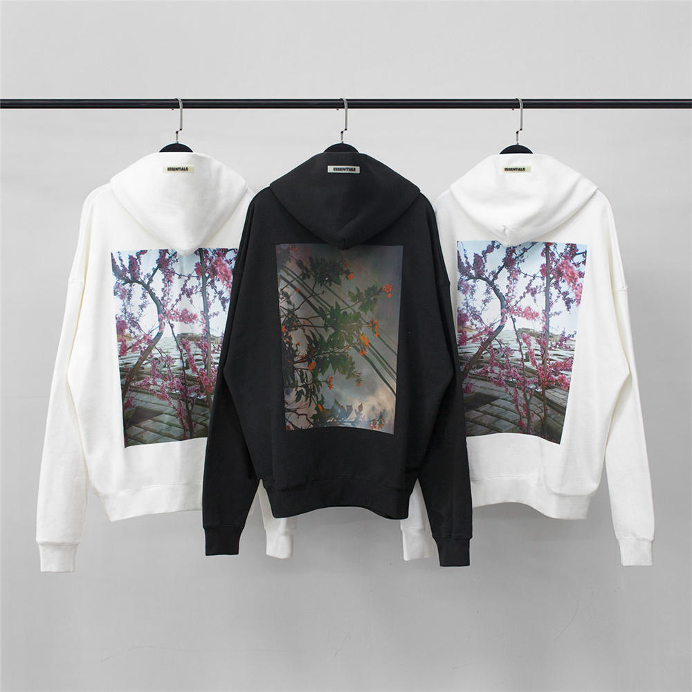 FOG flowers print black/white hoodie