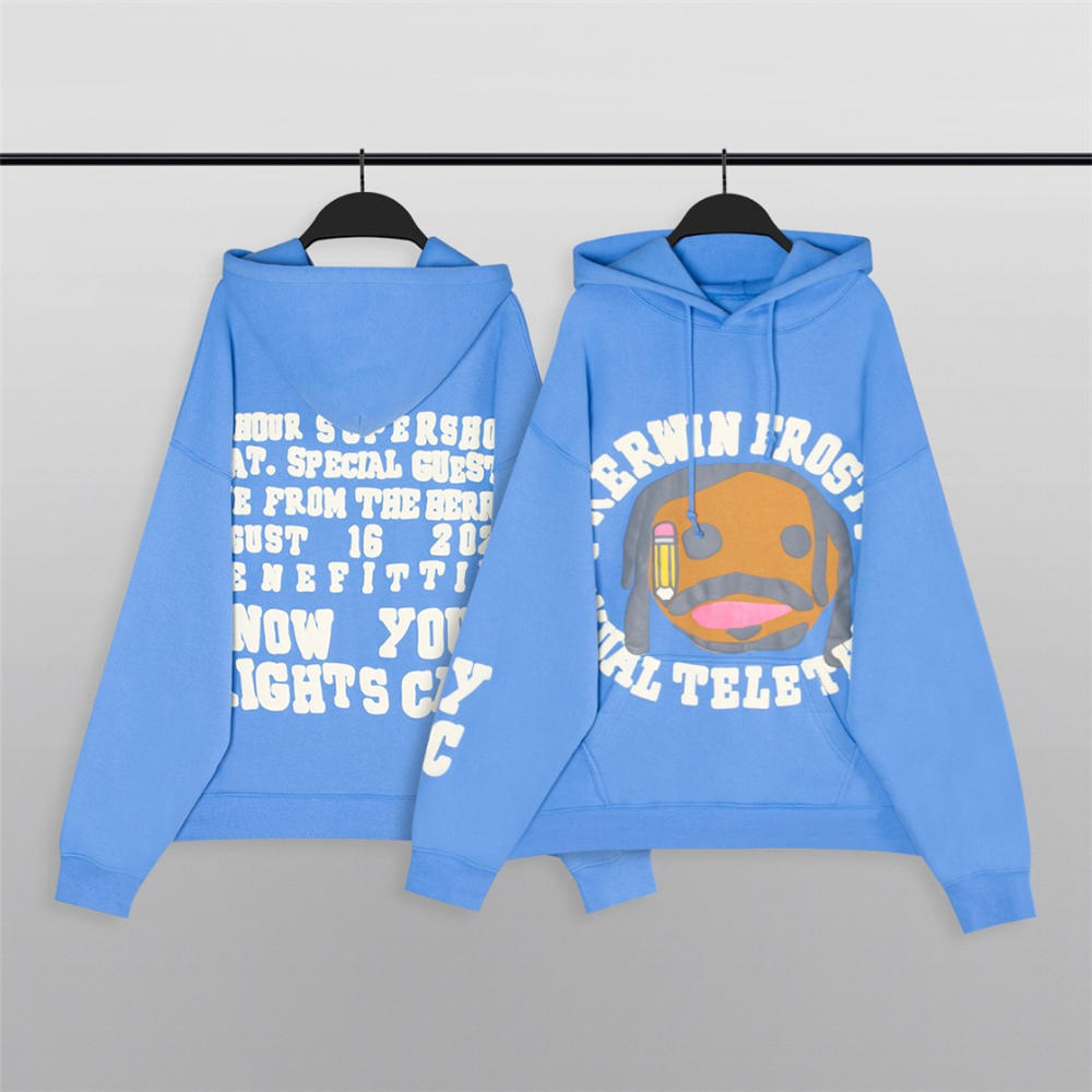 FOG cpfm kanye cartoon portrait jerry same style hoodie blue