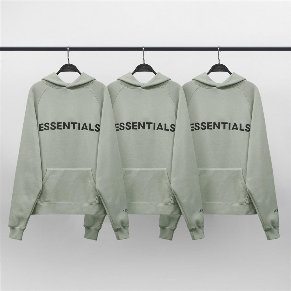 FOG essentials offset print long sleeve hoodie matcha green