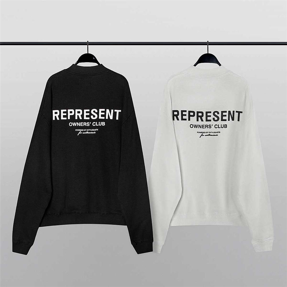 FOG REPRESENT Letter Slogan Crewneck black/white