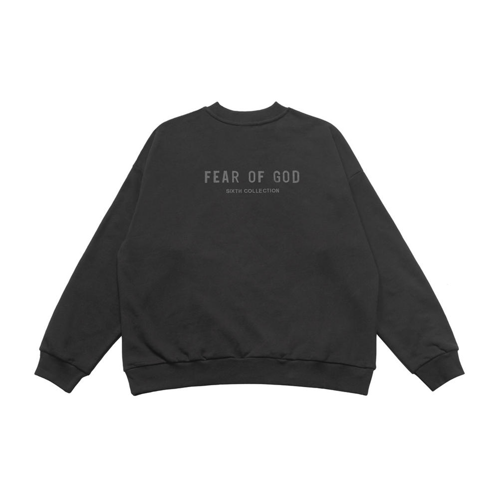 FOG essentials left chest letters long sleeve crewneck black/grey