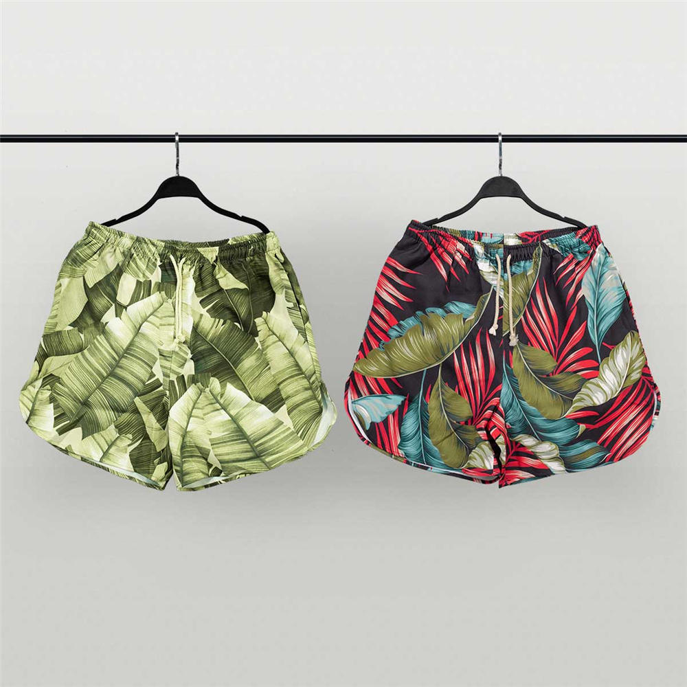 FOG hawaiian jungle beach shorts green/red