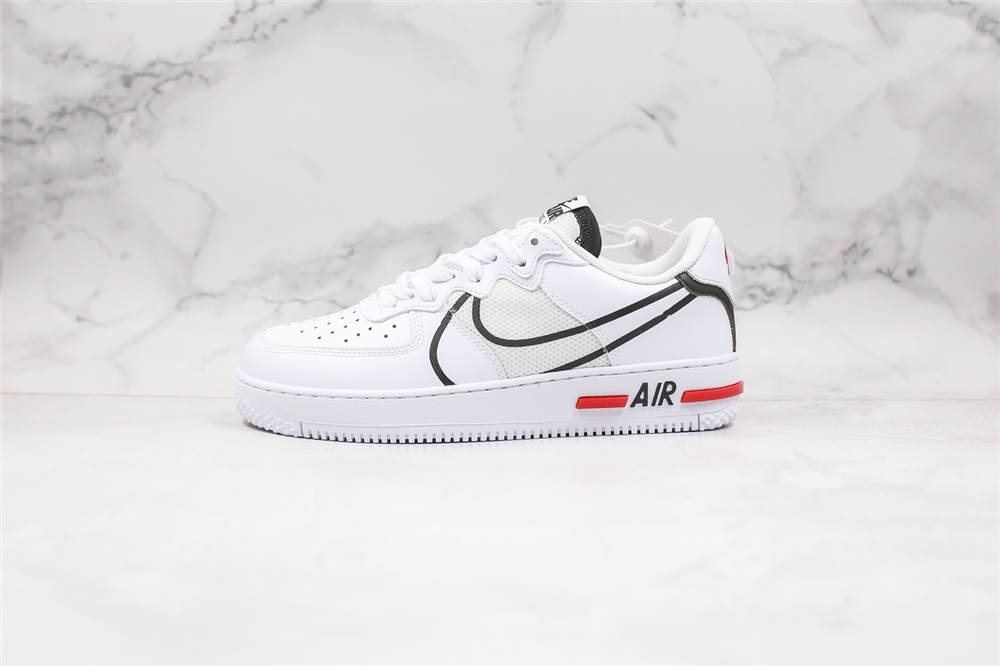 Nike Air Force 1 React White Black Red