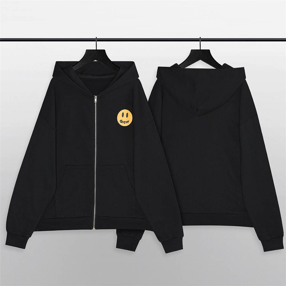 FOG drew smiley face zipper hoodie coat black