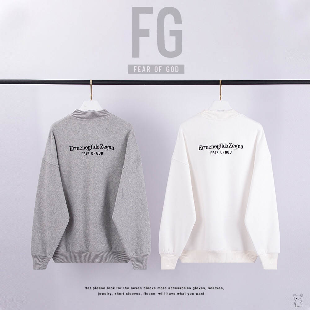 FOG X ZEGNA joint name crewneck grey/white