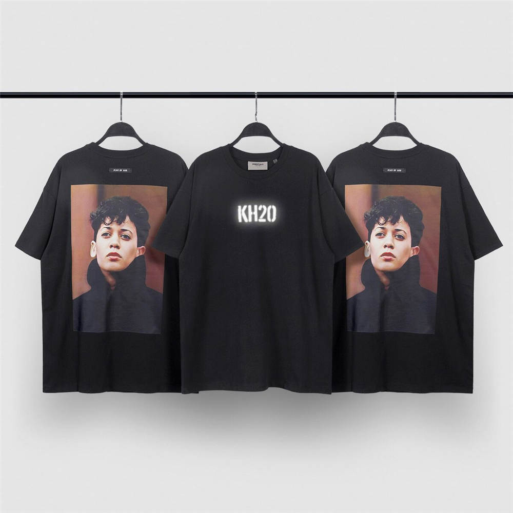 FOG ESSENTIALS Portrait print reflective short-sleeved T-shirt black