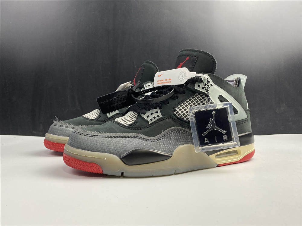 Air Jordan 4 x Off-White Bred Black/Red