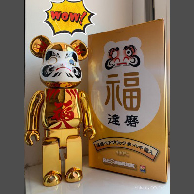 Bearbrick Daruma Gold Plating Commitment Gold 400% 28cm