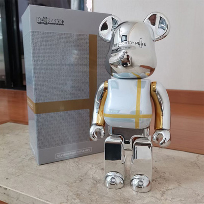 Bearbrick MEDICOM TOY PLUS SILVER CHROME 400% 28cm