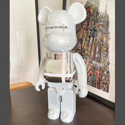 Bearbrick Medicom Toy Plus White Chrome 400% 28cm