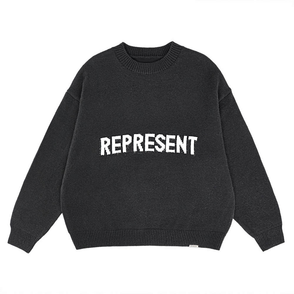 FOG REPRESENT knitted crew neck sweater black