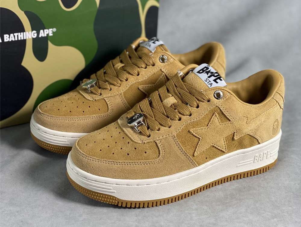 A Bathing Ape Bape Sta Low Suede Heel Beige