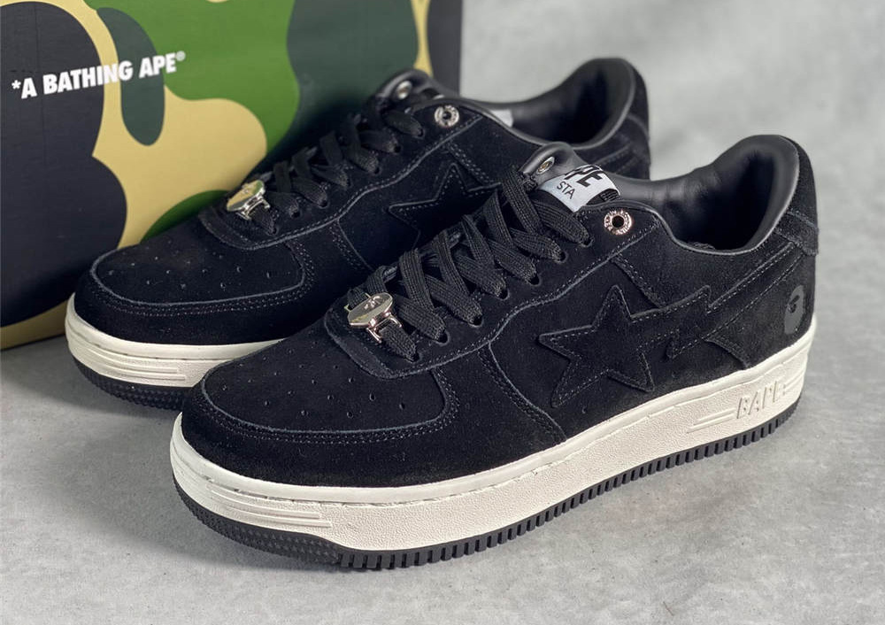 A Bathing Ape Bape Sta Low Suede Heel Black