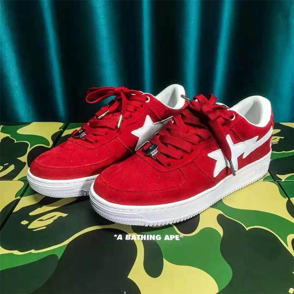 A Bathing Ape Bape Sta Low Red Suede