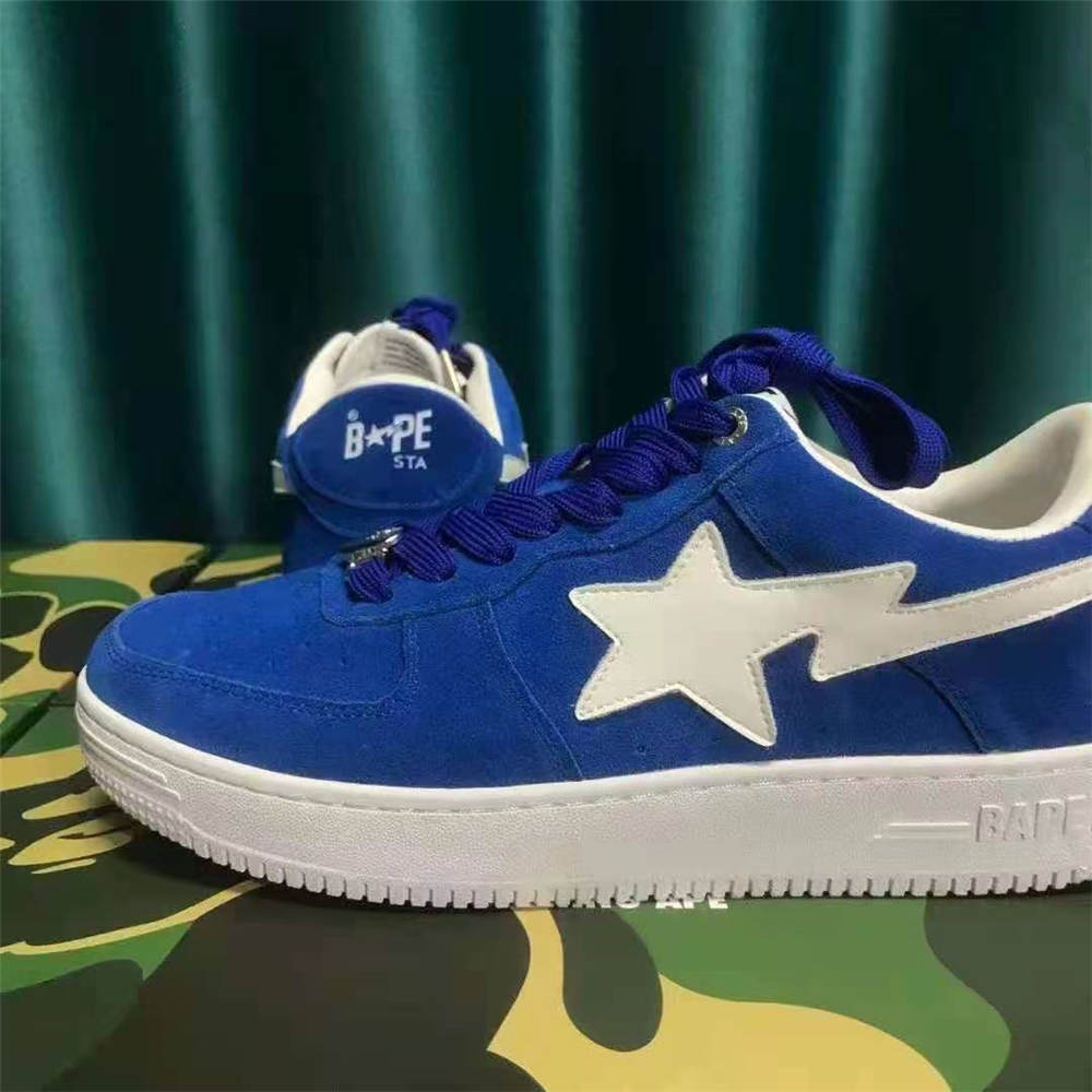 A Bathing Ape Bape Sta Low Blue Suede