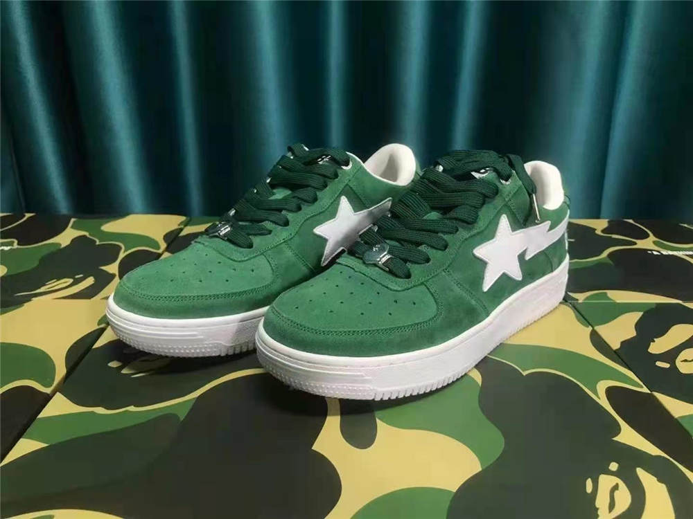 A Bathing Ape Bape Sta Low Green Suede