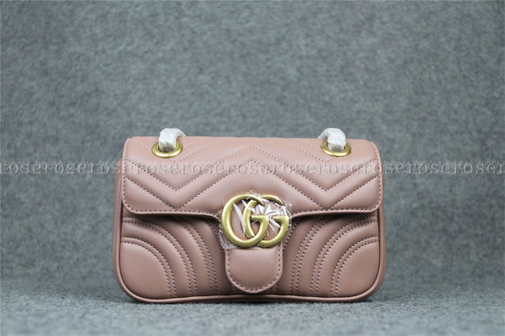 Gucci GG MATELASSE SHOULDER BAG MINI DUSTY PINK