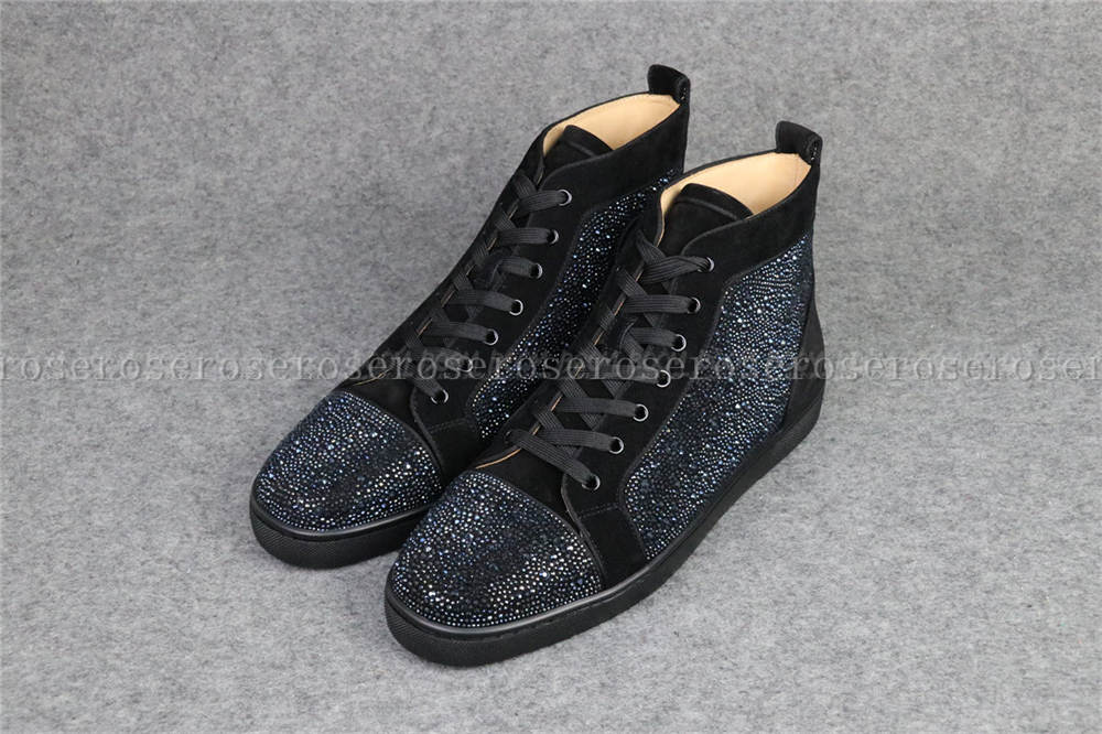 CL Red Bottom High top Flat Shiny Rhinestone Fashion Trainers