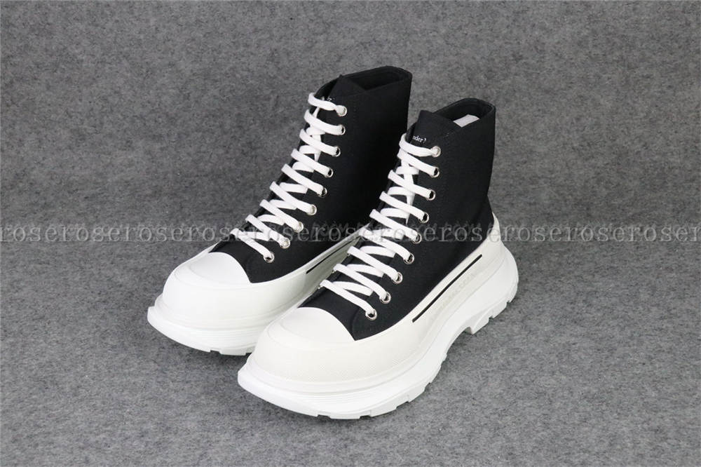 Alexander McQueen Tread Slick Lace Up Boot Black White