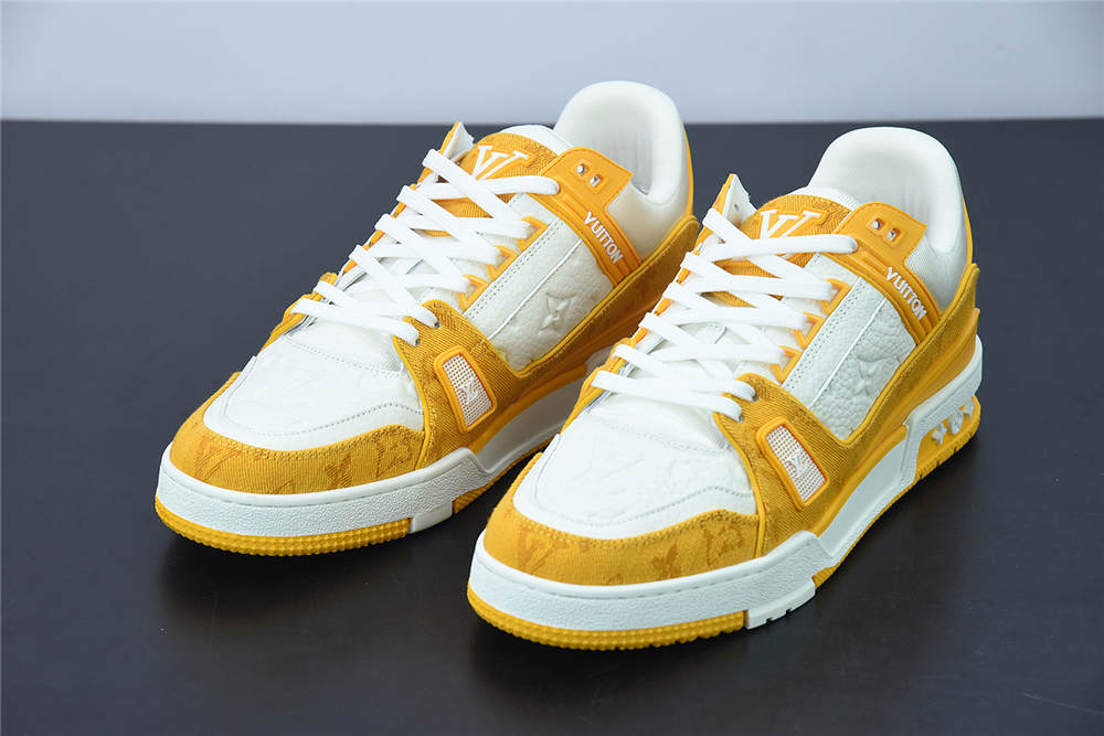 LV Trainer Sneaker Low white yellow denim