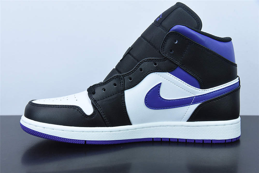 Jordan 1 Mid White Black Purple