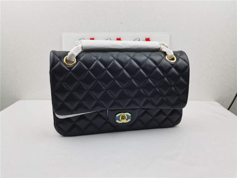 Chanel Black Quilted Lambskin Medium Classic Double Flap Bag