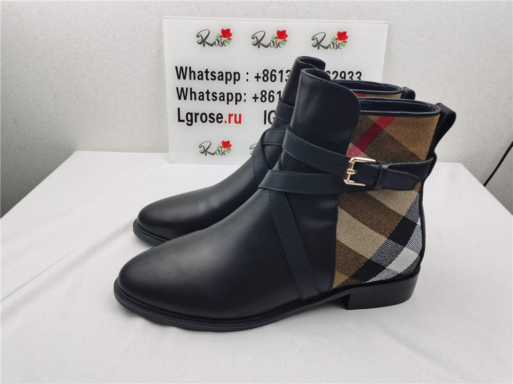 Burberry House Check and Leather Ankle Boots