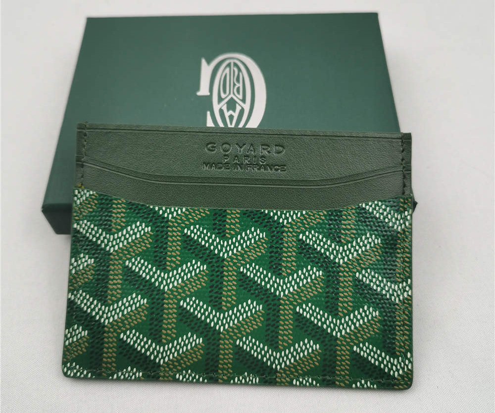 goyard card holder green