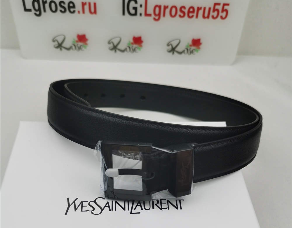 Saint Laurent Cassandre black leather belt