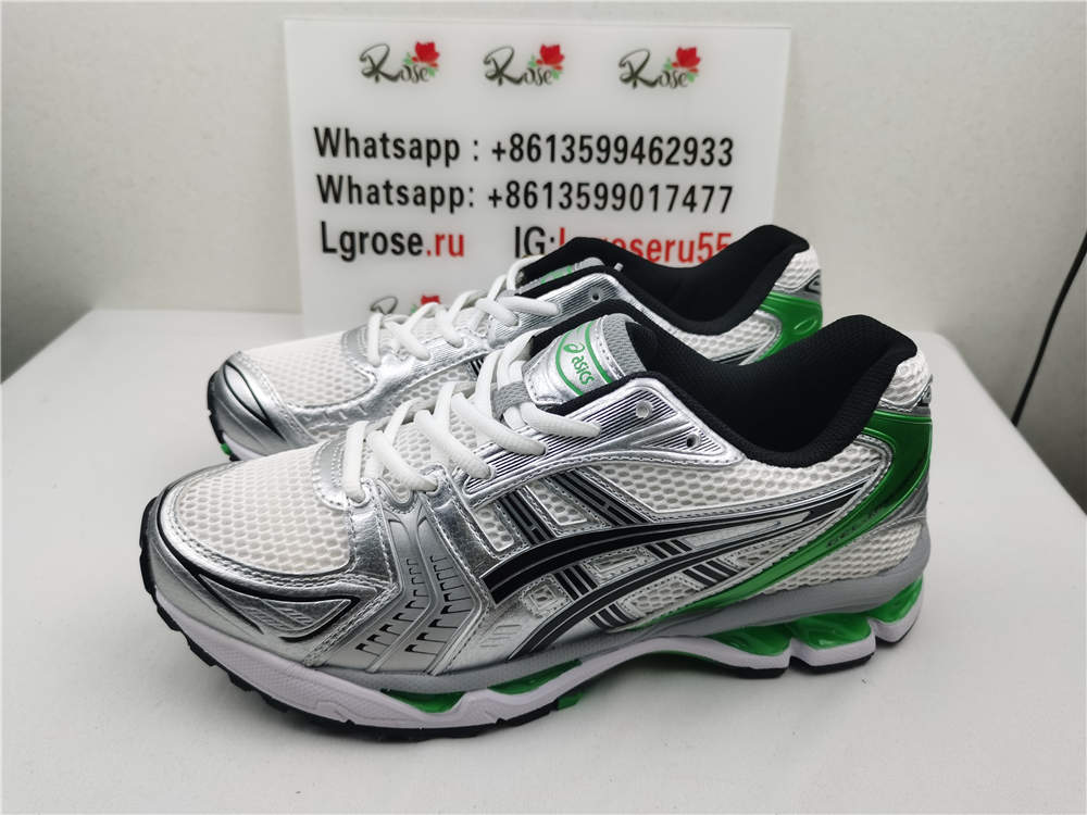 Asics White And Green Gel-kayano 14 Sneakers in Grey