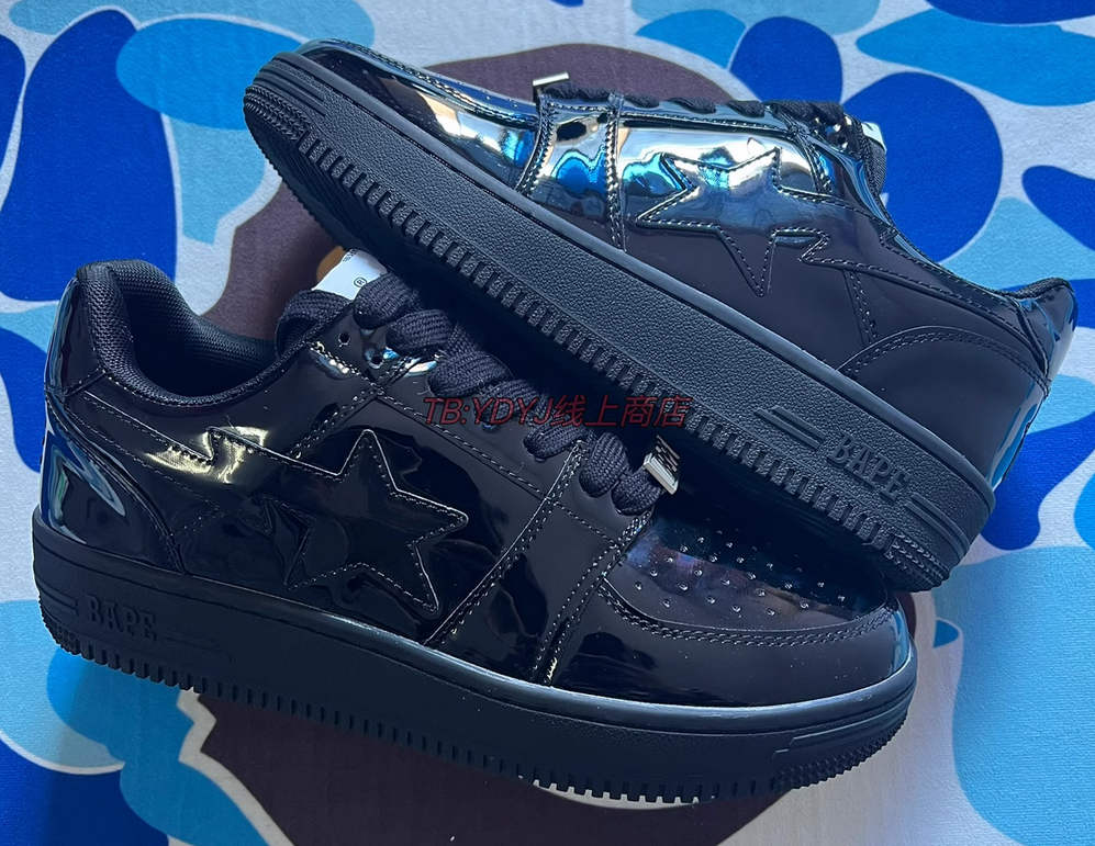 A Bathing Ape Bape Sta Low patent black