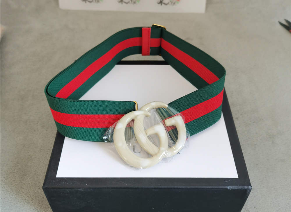 GUCCI Marmont Belt Green/Red Canvas Plastic