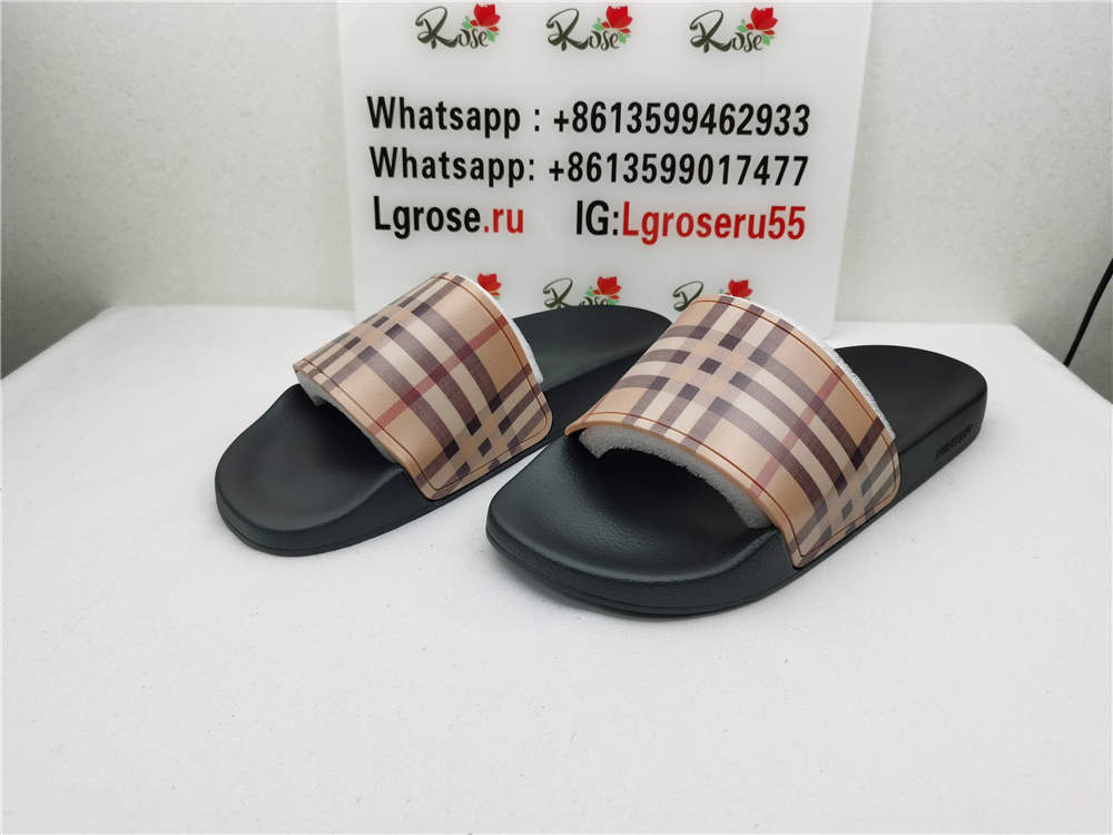 Burberry Brown Check Slides