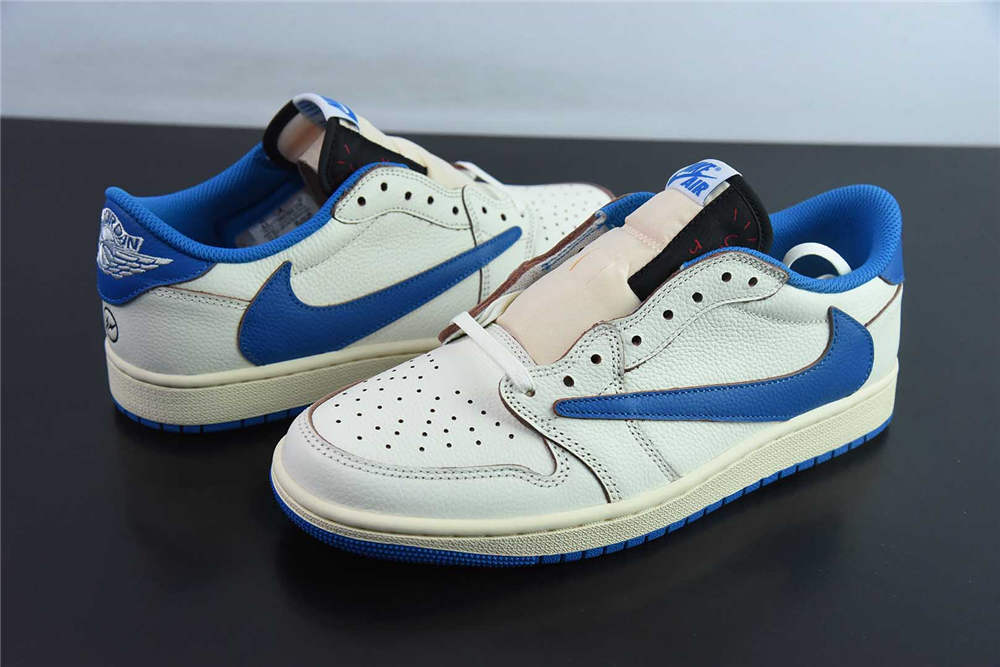 Travis Scott x Fragment x Air Jordan 1 Low OG White blue